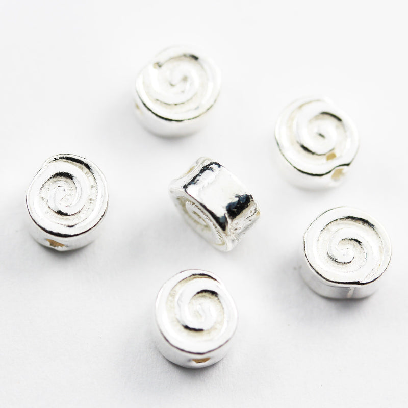 2pcs 6.5mm  925 Sterling Silver Jewellery findings Button Beads, 6.5mm Round,3.5mm Thickness, hole1 mm