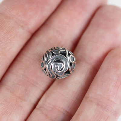 1pc 12mm Antique 925 Sterling Silver Jewellery findings Filigree Ball Beads, 12mm, hole1.5mm