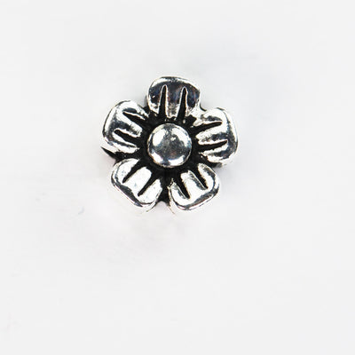 Antique Sterling Silver Beads 2pcs 925 Sterling Silver Jewellery findings Flower Beads, 7.5mm, 4mm thick