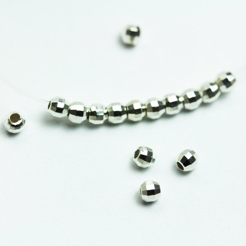 4mm beads 20pcs 4mm 925 sterling silver Jewellery Findings Faceted Round Spacers, hole 1.5mm