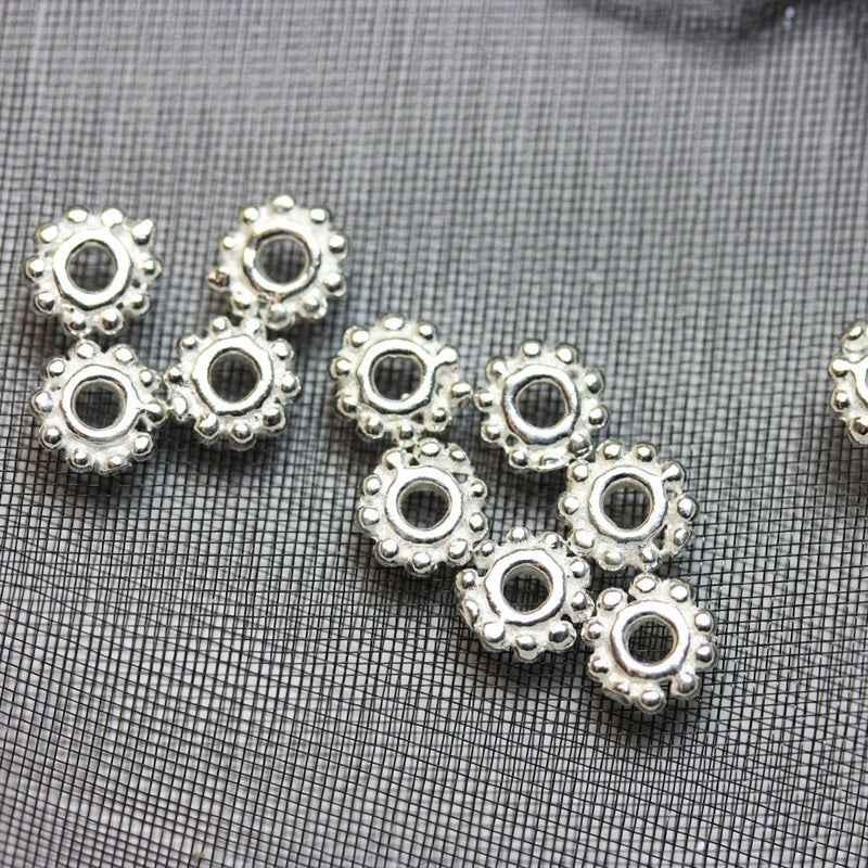 Spacer Beads 10pcs 5mm Jewellery Findings Daisy Spacers,925 sterling silver,5mm diameter, 1mm thick, hole 1mm