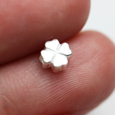 6pcs 6mm 925 Sterling Silver Jewellery findings Center Hole Beads , 6mm Four leaf clover,1mm hole