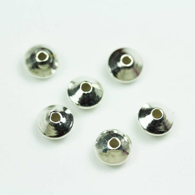 Spacer Beads 6pcs 7.5mm 925 sterling silver Jewellery Findings Disc Spacers, 3.5mm thick, hole 2mm