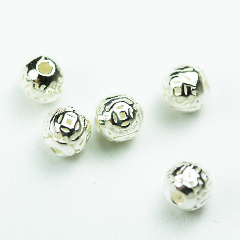 6pcs  6mm 925 Sterling Silver Jewellery findings Ball Beads ,6mm round, hole 0.8mm