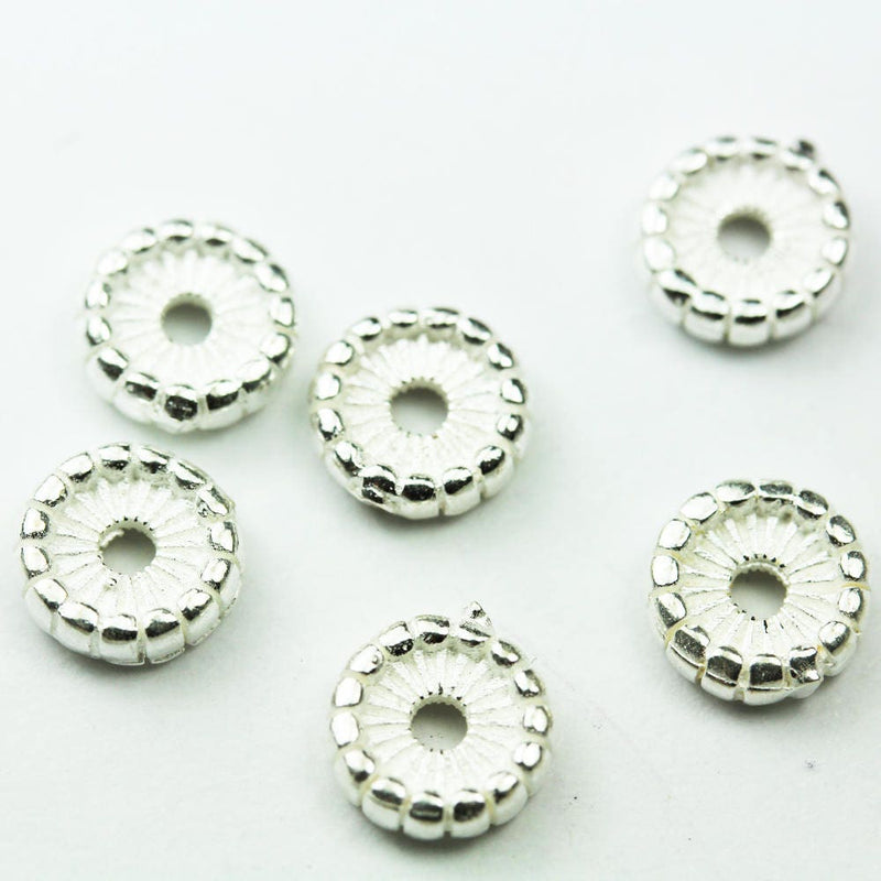 10pcs 6mm Jewellery Findings Daisy Spacers,925 sterling silver,6mm diameter, 1.7mm thick, hole 1mm. - FDSSS0407