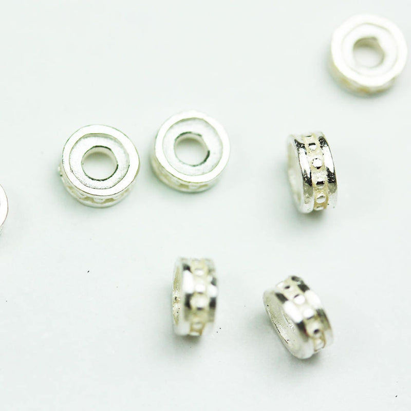 Spacer Beads 10pcs 5mm 925 sterling silver, Jewellery Findings Spacers,5mm diameter, 2.5mm thick, hole 1.5mm