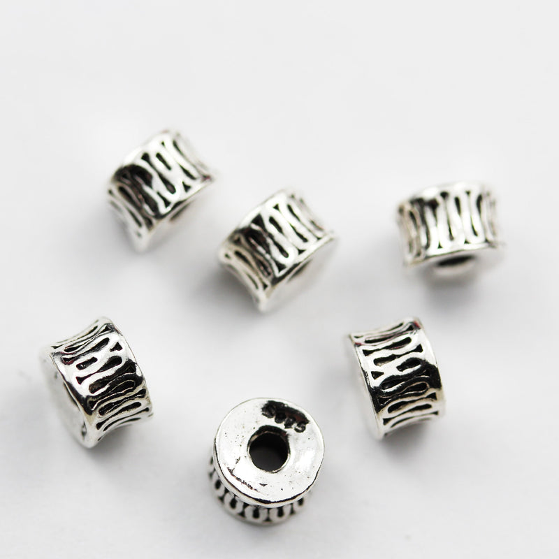 Silver Spacer Beads 4cs 5.5mm Antiqued 925 Sterling Silver Jewellery findings Tube Beads, 4mm thickness, hole1mm