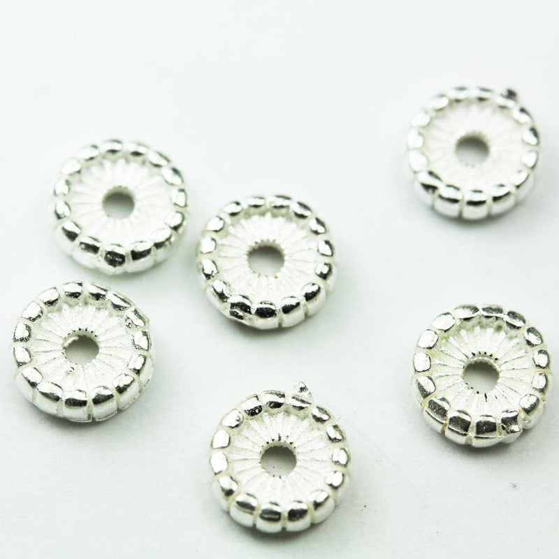 Disc Beads 5pcs 7.5mm Jewellery Findings Daisy Spacers,925 sterling silver,7.5mm diameter, 2mm thick, hole 1mm