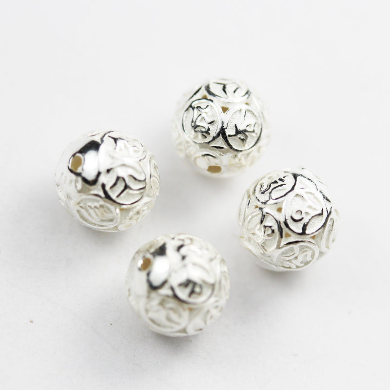 8mm Beads 2pcs  8mm 925 Sterling Silver Jewellery findings Filigree Ball Beads ,hole1mm