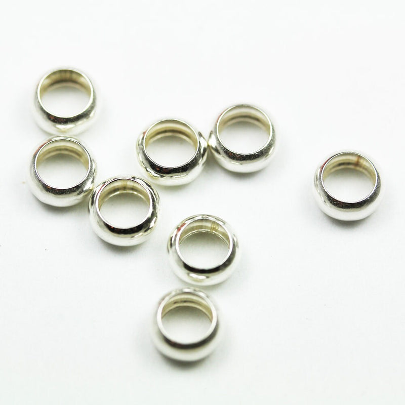 Spacer Beads 8pcs 8MM 925 sterling silver Jewellery Findings Rondelle Spacers,3.5mm thick, hole 5mm