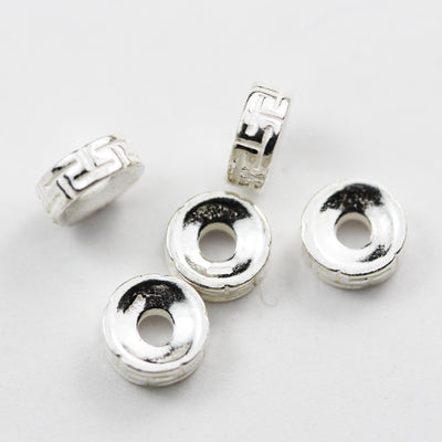 Silver Spacer Beads 2pcs Jewellery Findings Spacers,925 sterling silver,8mm diameter, 3mm thick, hole 2mm