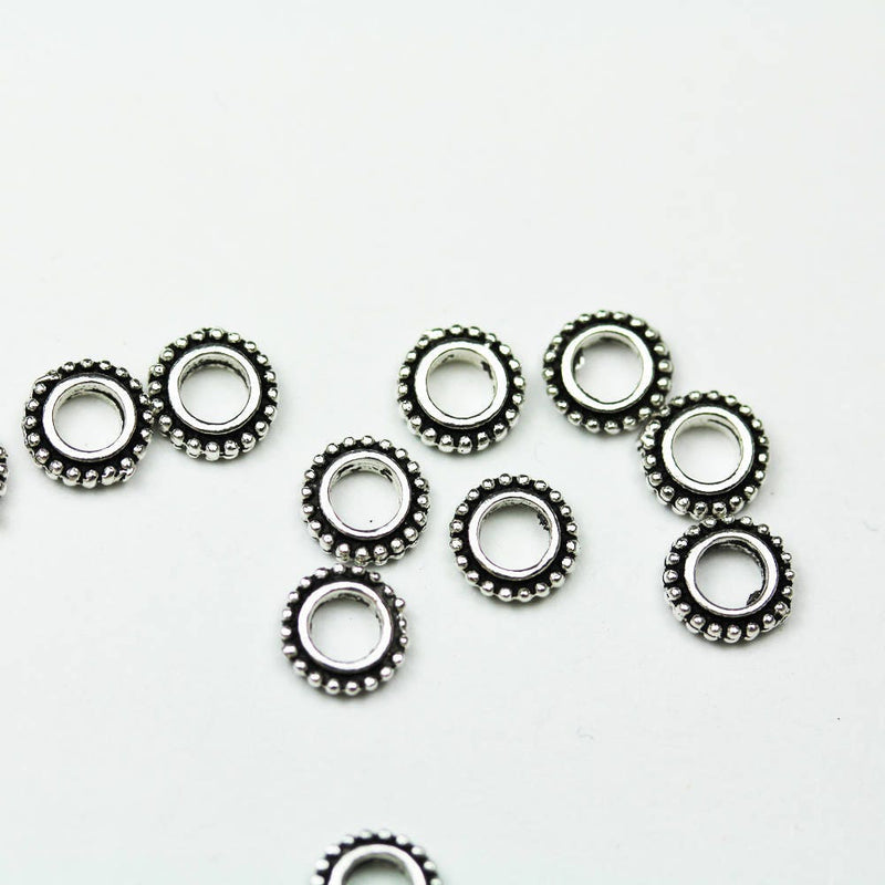 Spacer Beads 8pcs 8mm 925 Antique Sterling silver, Oxidized silver Jewellery Findings Daisy Spacers, 2mm thick, hole 3.5mm