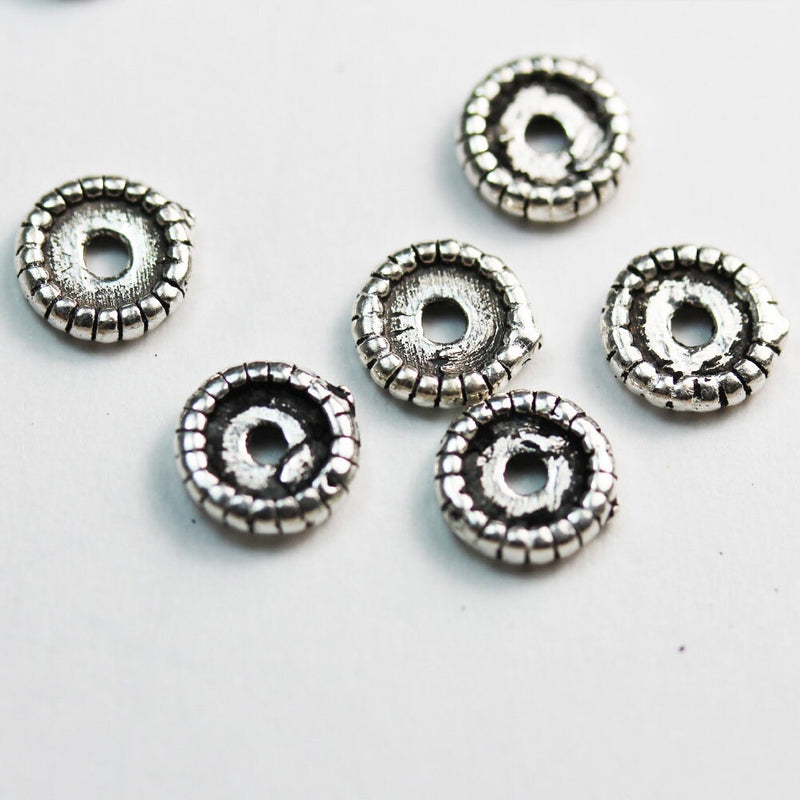 Spacer Beads 5pcs 7.5mm 925 Antique sterling silver,Jewellery Findings Daisy Spacers,2mm thick, hole 1mm