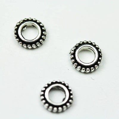 Spacer Beads 8pcs 8mm 925 Antique Sterling silver, Oxidized silver Jewellery Findings Daisy Spacers, 2mm thick, hole 3.5mm