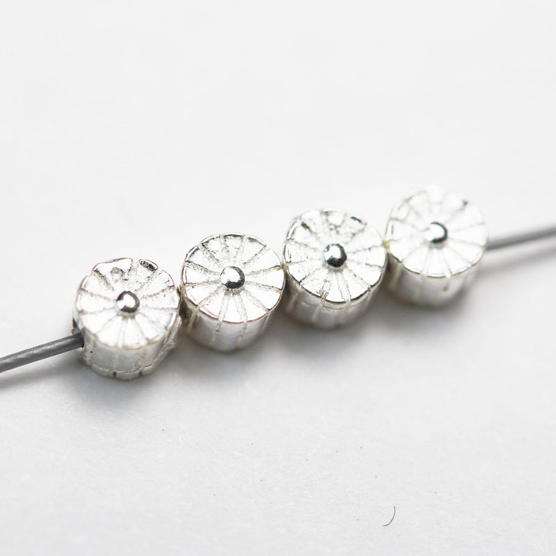 Sterling Silver Beads 10pcs 925 Sterling Silver Jewellery findings Center Hole Beads , 3.5mm Flower,1mm hole