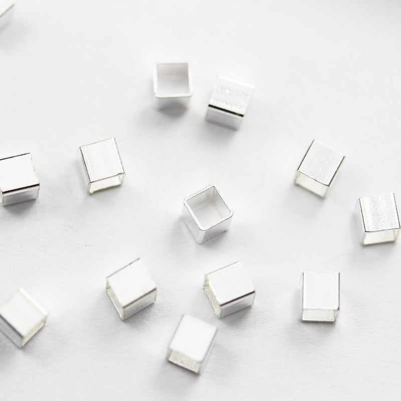 20pcs 3mm  925 Sterling Silver Jewellery findings Cube Beads, 3mm cube, 2.5mm inner size