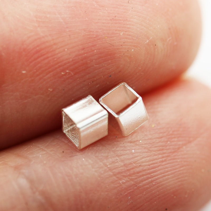 20pcs 3mm  925 Sterling Silver Jewellery findings Cube Beads, 3mm cube, 2.5mm inner size