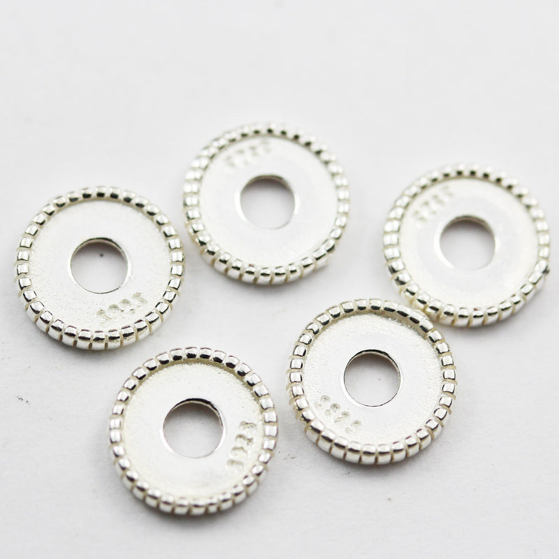 Spacer Beads 4pcs 10mm Jewellery Findings Spacers,925 sterling silver,10mm diameter, 2mm thick, hole 3mm