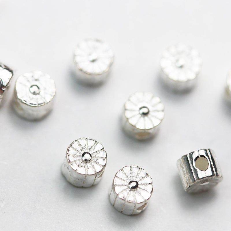 Sterling Silver Beads 10pcs 925 Sterling Silver Jewellery findings Center Hole Beads , 3.5mm Flower,1mm hole