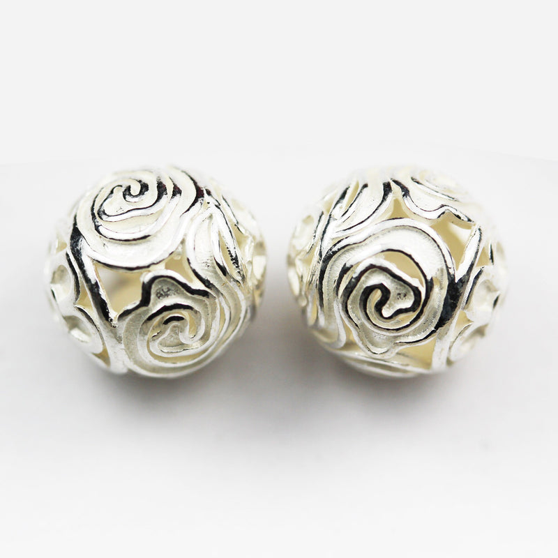 1piece 12mm 925 Sterling Silver Jewellery findings Flower Ball Beads, hole2mm