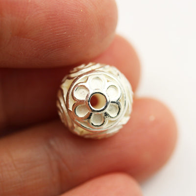 1piece 12mm 925 Sterling Silver Jewellery findings Flower Ball Beads, hole2mm