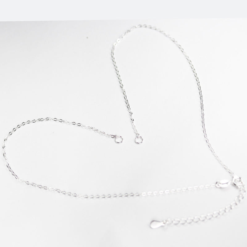 Silver Necklace 925 Sterling Silver Chain for Easy Making Nacklace, 14inch +2 inch Extension Necklace Chain,1.2*0.7mm thickness