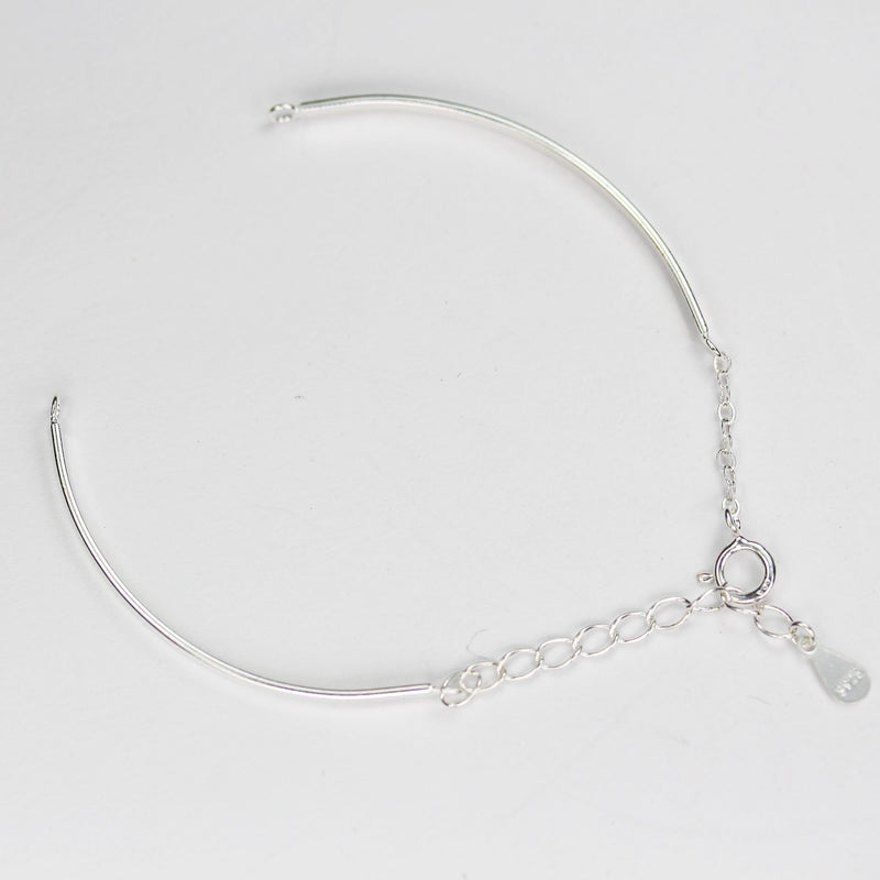 Silver Bracelet  925 Sterling Silver Bangle Bracelet for Easy Making Bracelet, 5inch +1.5 inch extension Bracelet Chain,2mm thickness