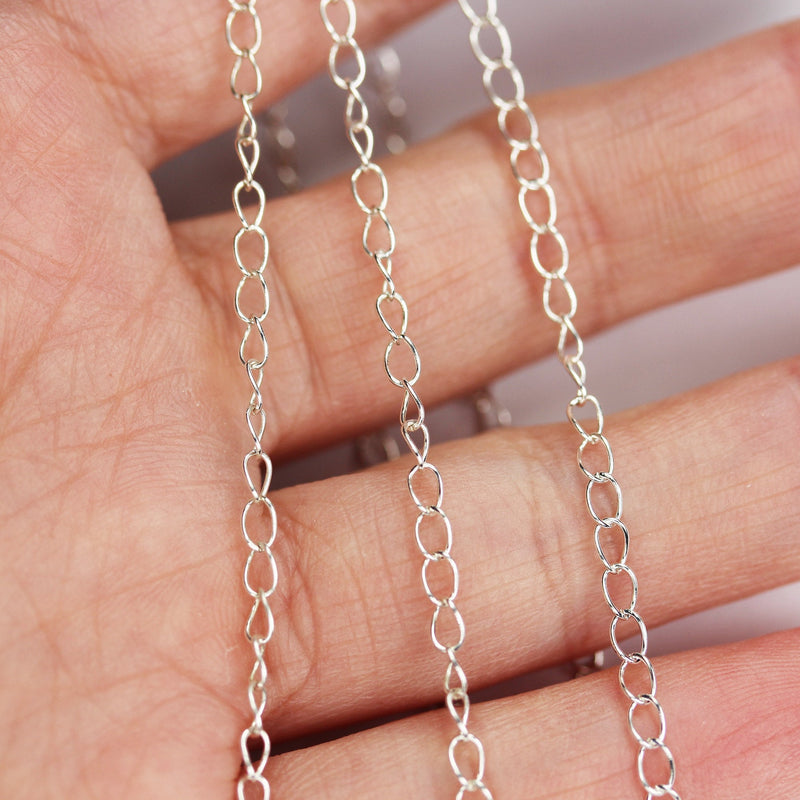 Necklace Extender chain 925 Sterling Silver Extension Chain ,2.5*3.5mm Oval Chain, For Jewelry Making Extension