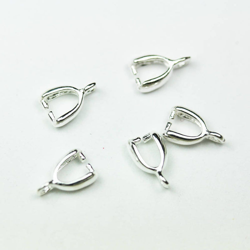 Bails 6pcs 5*8mm 925 Sterling silver Jewellery Findings Pinch Bails ,3mm inner wide, hole1.5mm