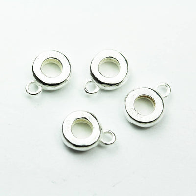 Connector Beads 4pcs 925 Sterling silver jewellery Findings 8mm Circle,2.4mm thick Rondelle with 1mm loop