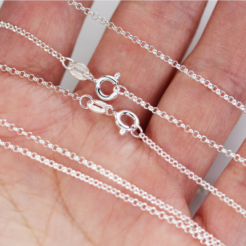 Chain Necklaces 1pc/5pcs 16/18" 925 Sterling Silver Rolo Chain Jewellery Necklace, 1.5 mm chain, 5mm Ring clasp