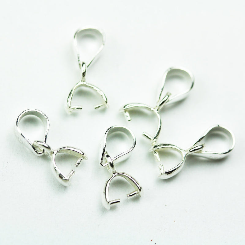 Bail 5pcs  925 Sterling Silver Findings Small Ice Pick &Pinch Bails, 10*5mm ,3mm inner wide, hole3*4mm