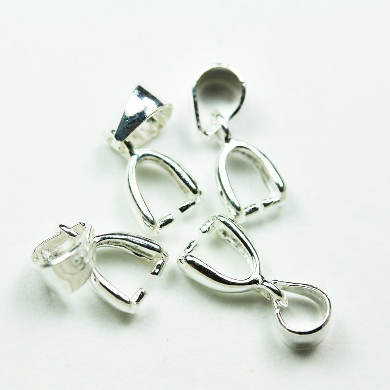 Sterling Bails 4pcs  16*6.5mm 925 Sterling Silver Findings Ice Pick &Pinch Bails, 3.5mm inner wide, hole3*4mm