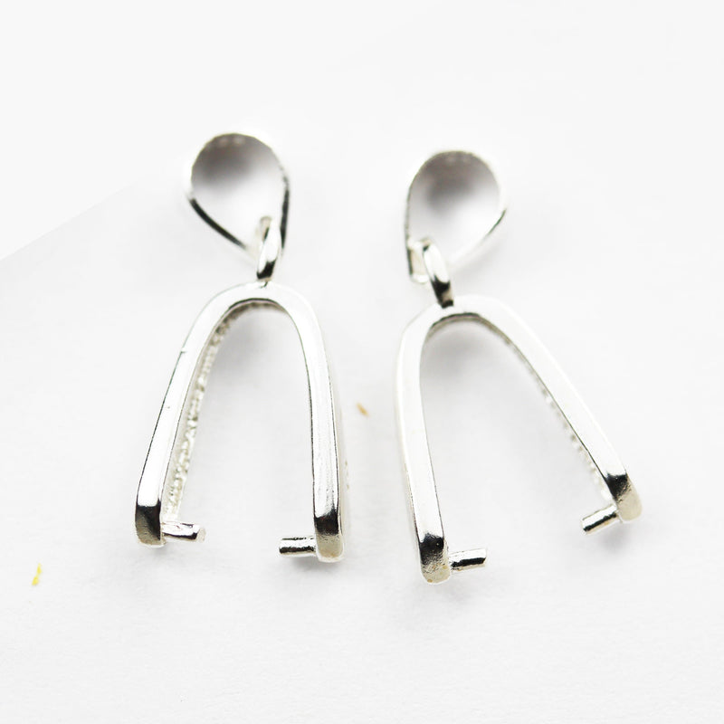 Pendant Bails 2pcs  20*7mm 925 Sterling Silver Findings Ice Pick &Pinch Bails, 10*4mm inner wide, hole 3*4mm