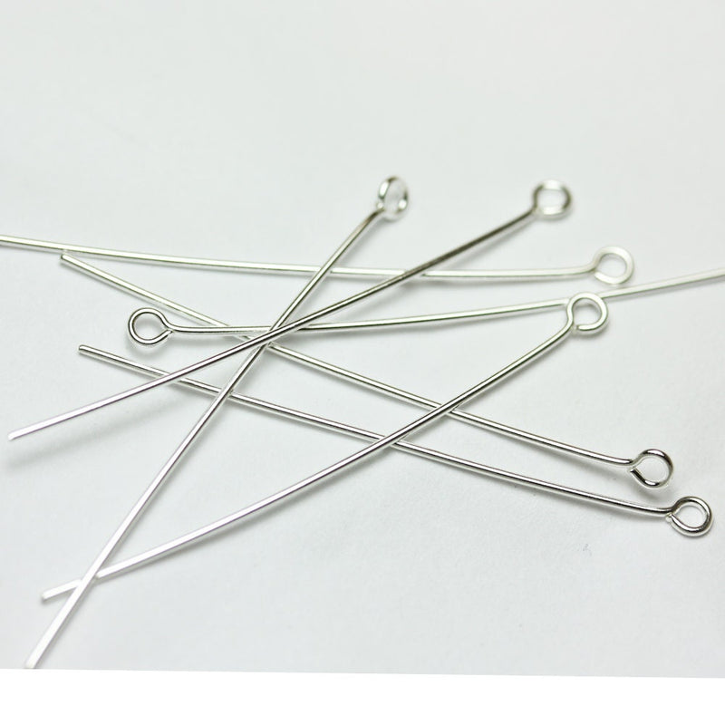 Eyepin 10pcs 22gauge 50mm 925 Sterling Silver Jewellery findings Eye Pin, hole: about 2mm