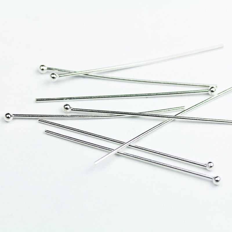 Headpins10pcs 20gauge 40mm 925 Sterling Silver Jewellery findings  w/ball End,40mm  ball 2mm