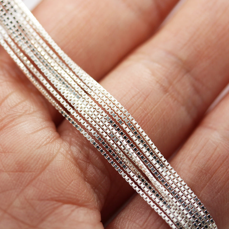 Chain Necklaces Sterling Silver Chain for Easy Making Jewelry, 16+2" Necklace/6.5+1.5" Bracelet Chain with Open Screw, 0.8mm thickness