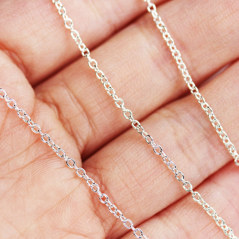 Sterling Chain Silver Chain 1 foot/10 feet 2x1.5mm Oval 925 Sterling Silver Jewellery  Chain