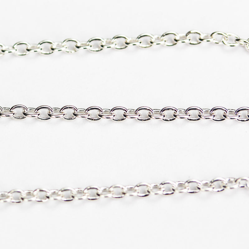 Sterling Chain Silver Chain 1 foot/10 feet 2x1.5mm Oval 925 Sterling Silver Jewellery  Chain