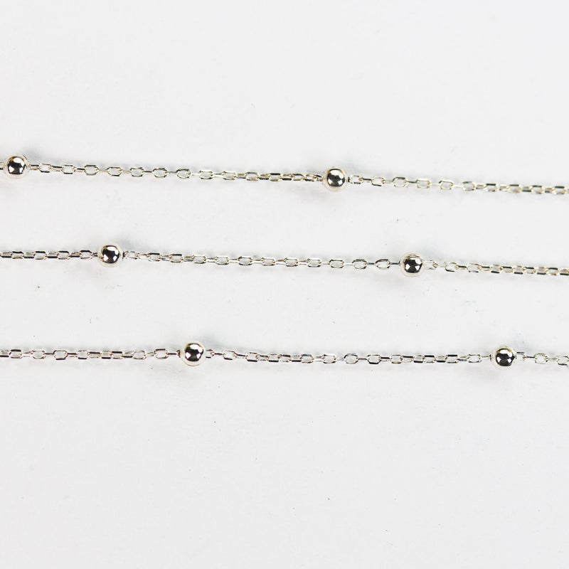 1foot/5feet 925 Sterling Silver Satellite Jewellery Chain, Unfinished Chain, 0.6mm chain with 2mm ball