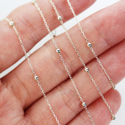 1foot/5feet 925 Sterling Silver Satellite Jewellery Chain, Unfinished Chain, 0.6mm chain with 2mm ball