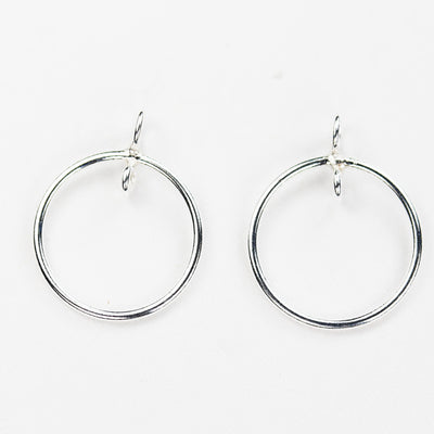 1pc/6pcs 925 Sterling silver Jewellery Findings Ring Connector,15mm Circle with 1 and 2mm Double Loop