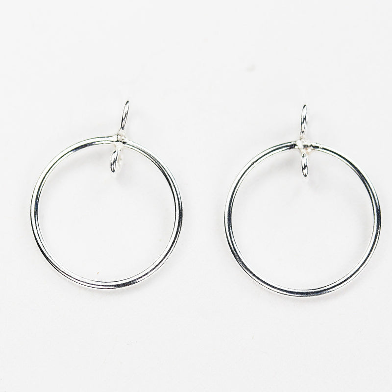 1pc/6pcs 925 Sterling silver Jewellery Findings Ring Connector,15mm Circle with 1 and 2mm Double Loop