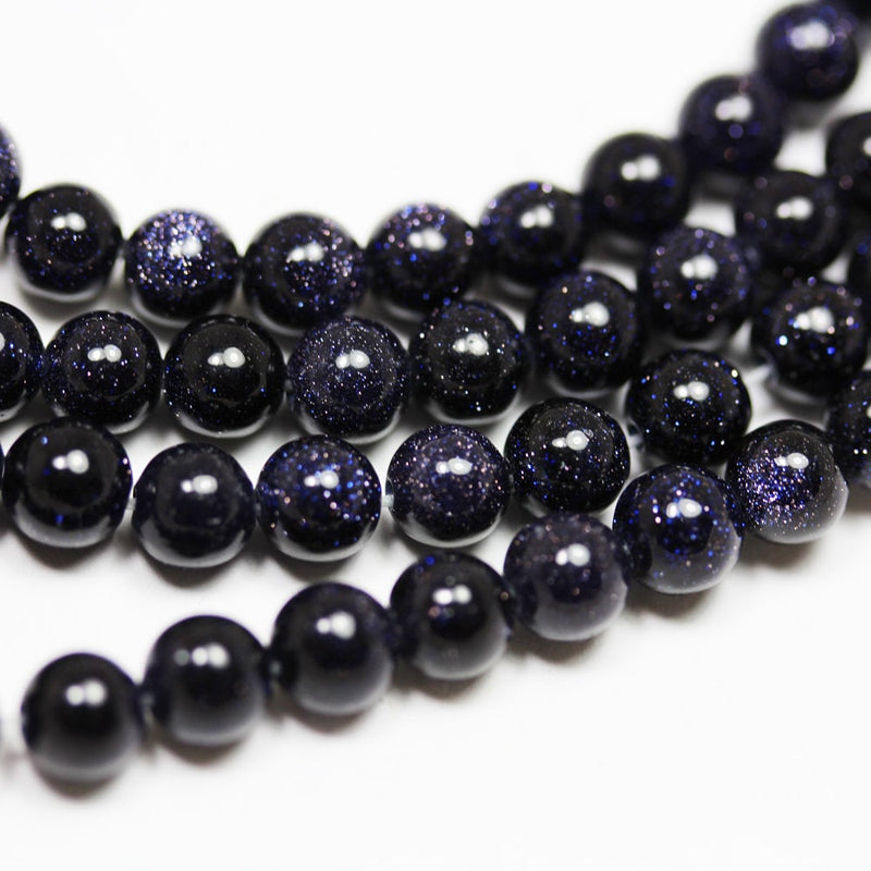 Blue goldstone,6mm Round Gemstone, One full strand about65 beads, 16",1mm hole