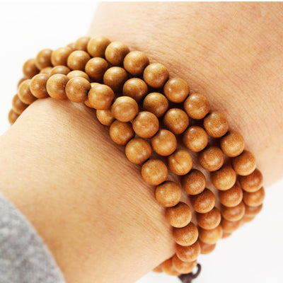 108pcs Natural Sandalwood Mala Prayer Beads Necklace/Bracelet Strand, One full strand,8mm Round