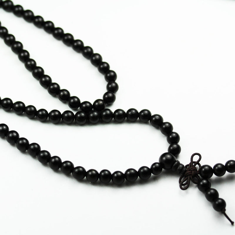 108 beads, 8mm Natural Black Sandalwood Mala Prayer Beads Necklace/Bracelet Strand, One full strand