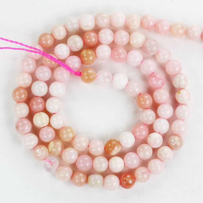 Natural Pink Opal , 4mm Round Gemstone Beads ,One Full strand, 16",0.6mm hole 90beads