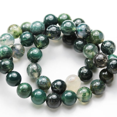 Moss Agate, 8mm Round Agate Gemstone Beads Strand, 15.5inch, hole 1mm, about50 beads