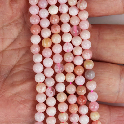 Natural Pink Opal , 4mm Round Gemstone Beads ,One Full strand, 16",0.6mm hole 90beads