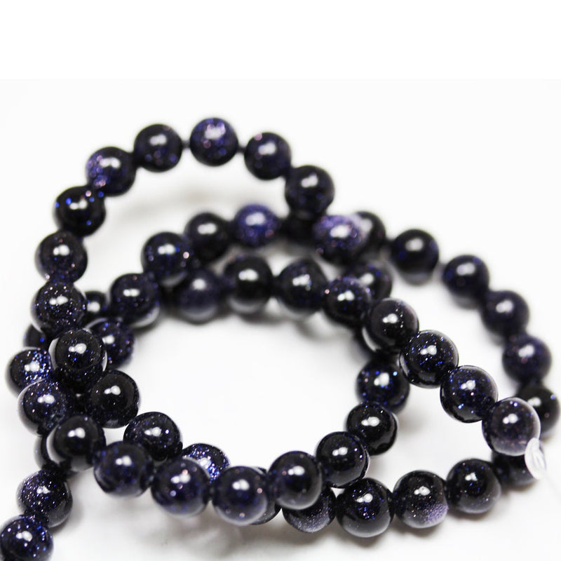 Blue goldstone, 10mm Round Gemstone, One full strand, 16",1mm hole